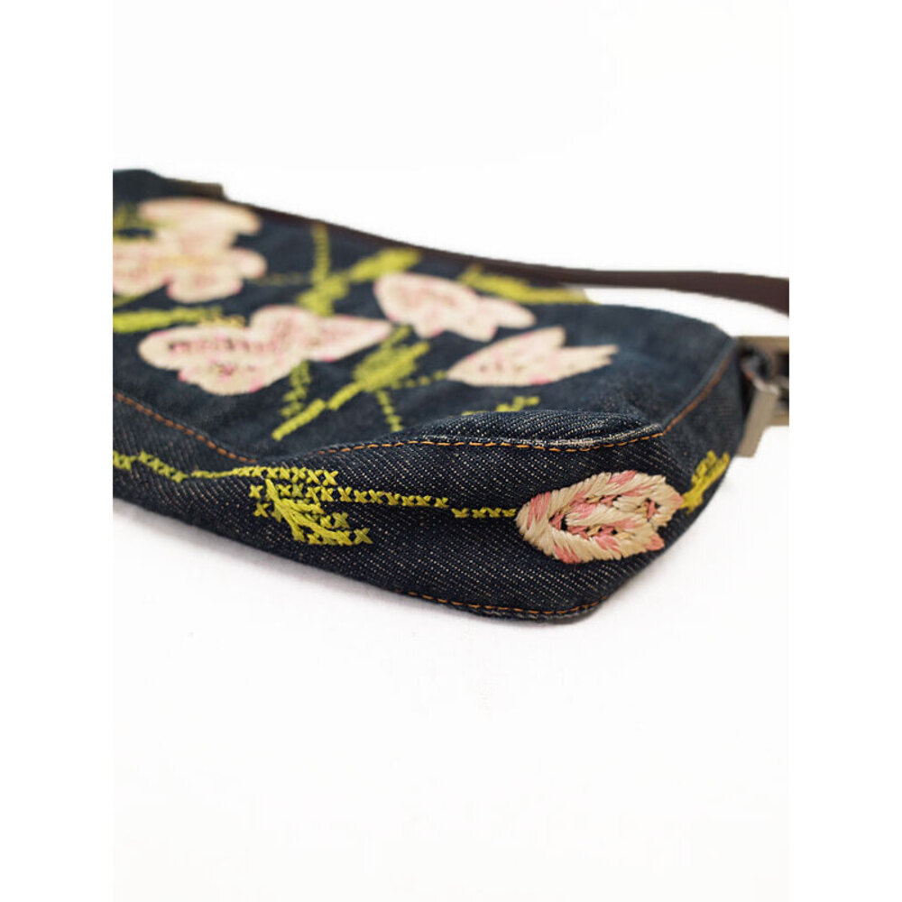 Fendi Shoulder Denim Semi Bag Bucket Flower Mamma - Picture 9 of 9